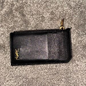 Yves Saint Laurent Black Card Holder with Gold Logo
